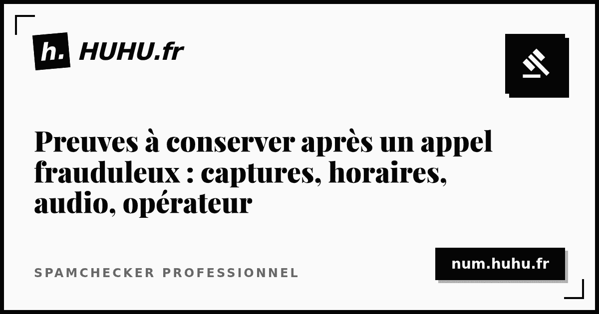 Preuves à conserver après un appel frauduleux : captures, horaires, audio, opérateur